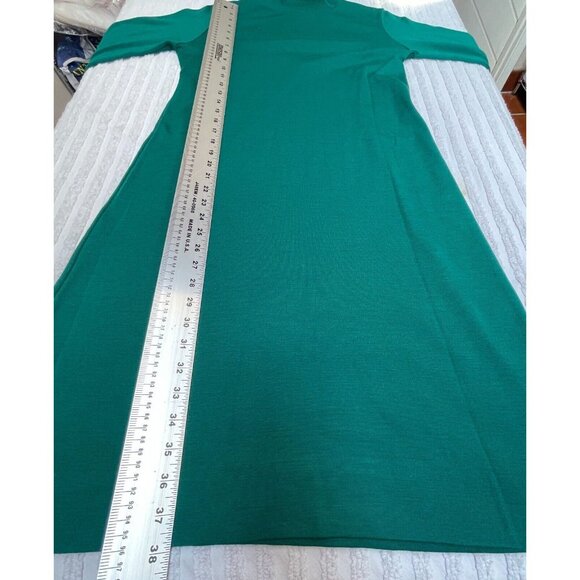 Vintage Miss Magnin at I. Magnin Womens Medium Sheath Midi Dress Turtleneck Teal - Picture 9 of 9